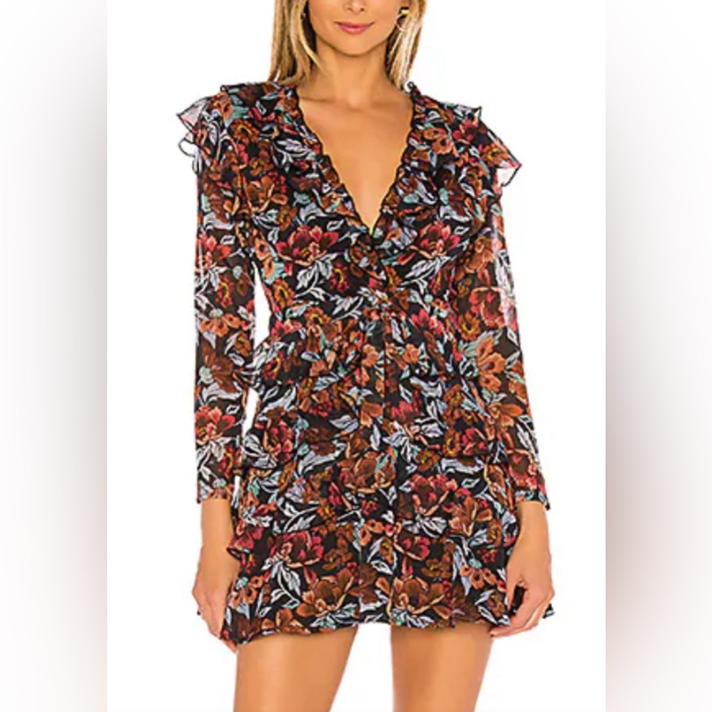 Revolve Majorelle Magdelina Mini Dress Floral Long Sleeves Womens Small‎